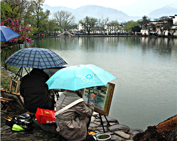 《雨中寫生》+浙江杭州+袁樹德.jpg